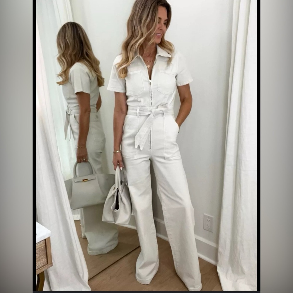 Good American Cream Belted Jumpsuit Size 4=XL see guide chart